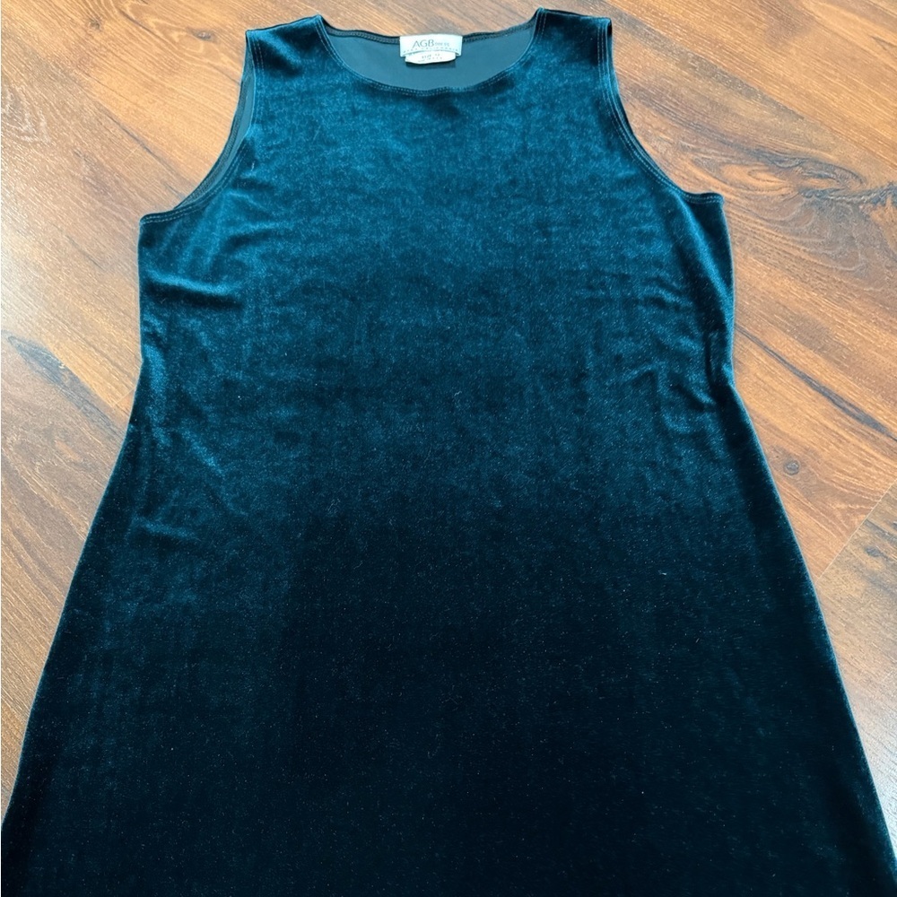 AGB Byer California green sleeveless velvet dress, size 12, made in the U.S.A - Picture 3 of 6